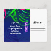 Elektrisch Luau Tropische Nacht Neon Aloha Save Da Aankondigingskaart (Achterkant)