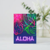 Elektrisch Luau Tropische Nacht Neon Aloha Save Da Aankondigingskaart (Staand voorkant)