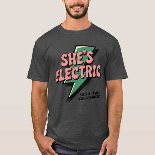 Elektrisch Meisje - Retro Lightning Bolt T-shirt (Voorkant)