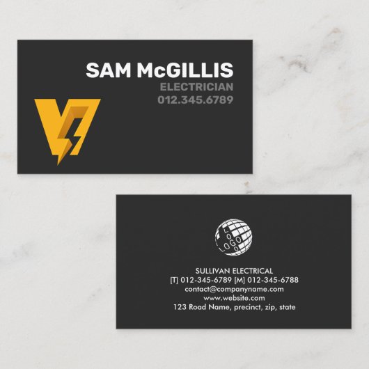 Elektrisch monogram V Visitekaartje (Voorkant / Achterkant)