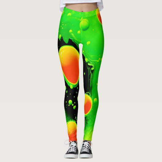 Elektrisch Neon Bubbel Dans Leggings (Voorkant)