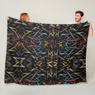 Elektrisch Neon Geometrisch Kunst Dekbed Fleece Deken