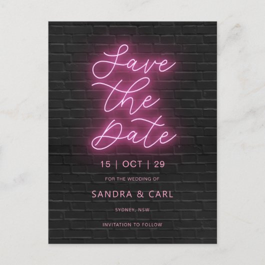 Elektrisch Neon Glow Light sparen de uitnodiging o (Voorkant)