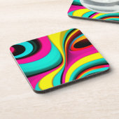 Elektrisch neon psychedelisch ontwerp bier onderzetter (Linkerzijde)