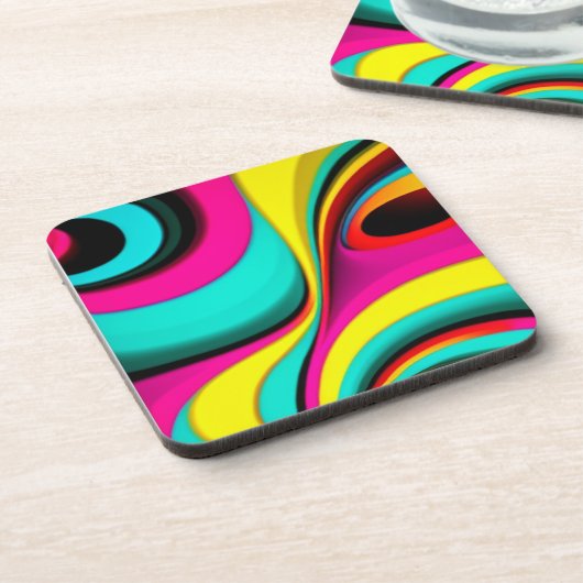 Elektrisch neon psychedelisch ontwerp bier onderzetter (Linkerzijde)