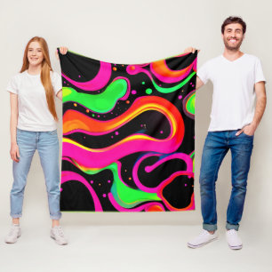 Elektrisch Neon Vloeistof Spatwerk Fleece Deken