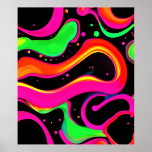 Elektrisch Neon Vloeistof Spatwerk Poster