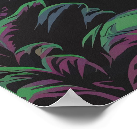 Elektrisch Oerwoud Okapi met Neon Lightning Poster (Hoek)