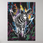 Elektrisch Oerwoud Okapi met Neon Lightning Poster (Voorkant)