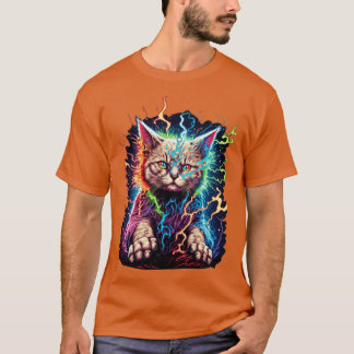 Elektrisch ontwerp van het kattevermogen t-shirt