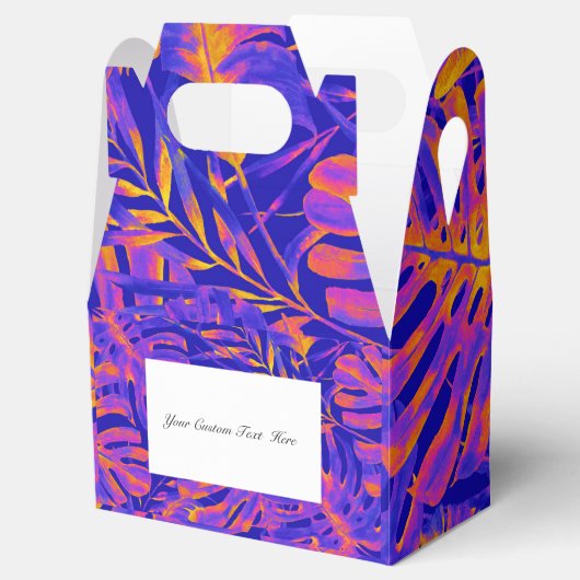 Elektrisch Oranje blauw Tropisch palmbladeren, zoe Bedankdoosjes (Geopend)