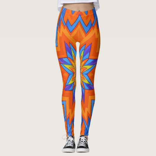 Elektrisch Oranje  Leggings (Voorkant)
