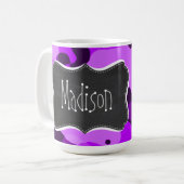 Elektrisch Paars camo;  Chalkboard uiterlijk Koffiemok (Voorkant links)