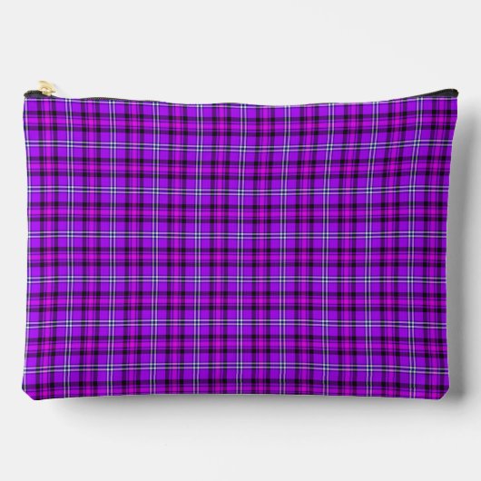 Elektrisch Paars en Fuchsia Geruit Paars Roze Etui (Voorkant)
