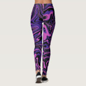 elektrisch Paarse Abstracte vloeistofpatroon Leggings (Achterkant)