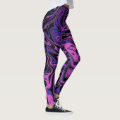 elektrisch Paarse Abstracte vloeistofpatroon Leggings (Rechts)