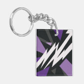 Elektrisch Paarse en zwarte geometrische ontwerp Sleutelhanger (Voorkant Links)