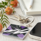 Elektrisch Paarse en zwarte geometrische ontwerp Sleutelhanger (Voorkant Rechts)