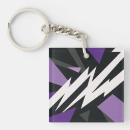 Elektrisch Paarse en zwarte geometrische ontwerp Sleutelhanger