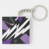 Elektrisch Paarse en zwarte geometrische ontwerp Sleutelhanger (Achterkant)