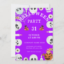 Elektrisch Paarse Klassieke Halloween Kantoorfeest Kaart