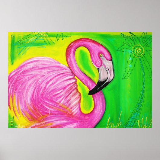 Elektrisch Poster van Flamingo (Voorkant)