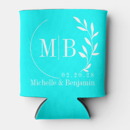 Elektrisch Retro Cyaan Blad Trouw Monogram Blikjeskoeler