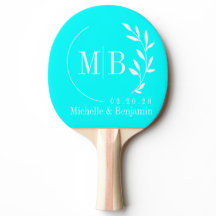 Elektrisch Retro Cyaan Blad Trouw Monogram