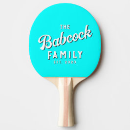 Elektrisch Retro Cyaan Familienaam & Jaar Tafeltennisbatje