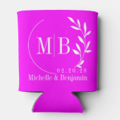 Elektrisch Retro Roze Blad Trouw Monogram Blikjeskoeler (Achterkant)