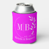 Elektrisch Retro Roze Blad Trouw Monogram Blikjeskoeler (Blikje Achterkant)