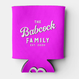 Elektrisch Retro Roze Familienaam & Jaar Blikjeskoeler