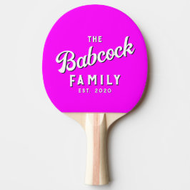 Elektrisch Retro Roze Familienaam & Jaar Tafeltennisbatje