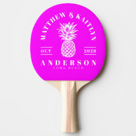 Elektrisch Retro Roze Tropische Ananas Bruiloft Tafeltennisbatje