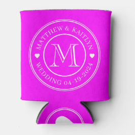 Elektrisch Retro Roze Trouw Monogram Hart Blikjeskoeler
