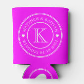 Elektrisch Retro Roze Trouw Monogram Hart Blikjeskoeler (Achterkant)
