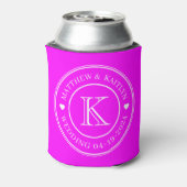 Elektrisch Retro Roze Trouw Monogram Hart Blikjeskoeler (Blikje Achterkant)