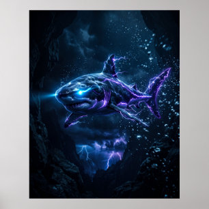 Elektrisch Rifhaaientje Oplaadbare Stroomkunst Poster