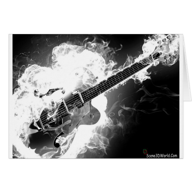Elektrisch Rockabilly Guitar op Fire Monochrome (Voorkant Horizontaal)