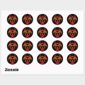 Elektrisch rood bio-gevaar ronde sticker (Vel)