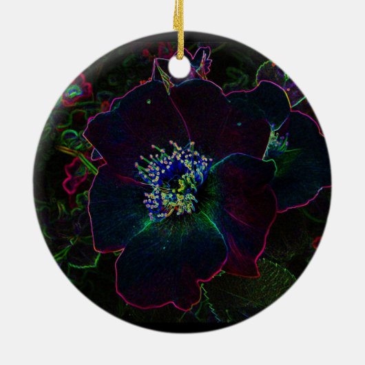 Elektrisch Roos Kerstmis Keramisch Ornament (Achterkant)