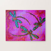 Elektrisch roze dragonfly Flit Jigzaag Puzzle Legpuzzel (Horizontaal)