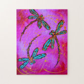 Elektrisch roze dragonfly Flit Jigzaag Puzzle Legpuzzel (Verticaal)