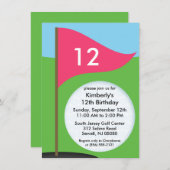 Elektrisch roze Laten we bogie Mini Golf Birthday  Kaart (Voorkant / Achterkant)