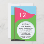 Elektrisch roze Laten we bogie Mini Golf Birthday  Kaart (Voorkant)