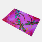 Elektrisch roze libellen deurmat (Schuin)