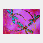 Elektrisch roze libellen deurmat (Voorkant)