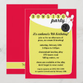 Elektrisch roze retro Bowling Alley Bowling Birthd Kaart (Voorkant / Achterkant)