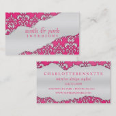 Elektrisch roze verrijkt interieurontwerp visitekaartje (Voorkant / Achterkant)