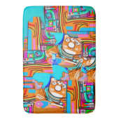 Elektrisch Sinaasappel & Cyaan Dreams - Abstracte  Badmat (Voorkant Verticaal)